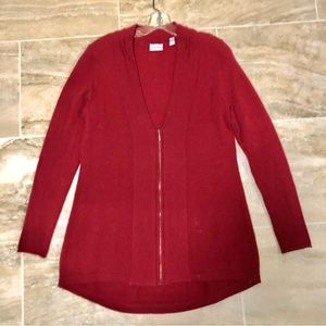 Cashmere Brigitte Bailey Red Zip Cardigan